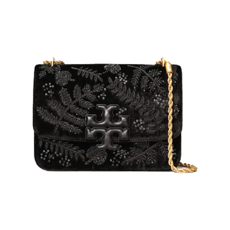 Tory Burch Eleanor Embroidered velvet convertible shoulder bag small